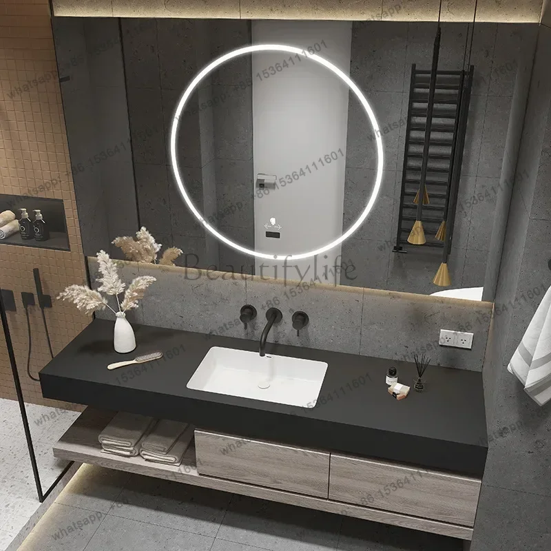 LDModern Bathroom Solid Wood Artificial Stone Smart Home Furniture Fixture Bathroom Cabinets Bathroom Vanities Cabinet