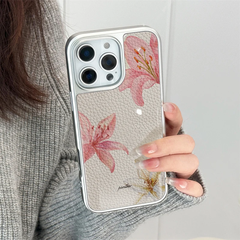 حافظة هاتف فاخرة أنيقة من جلد الزنبق لهاتف آيفون 11/12/13/14/15/16/17 Pro Max AIR PLUS