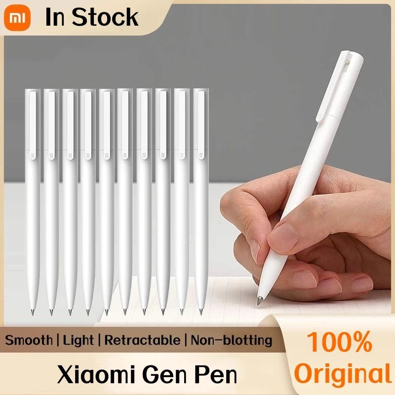 الأصلي Xiaomi قلم حبر جاف 0.5 مللي متر السلس ضوء قابل للسحب غير النشاف هلام القلم MI توقيع القلم للطلاب الكتابة سجل
