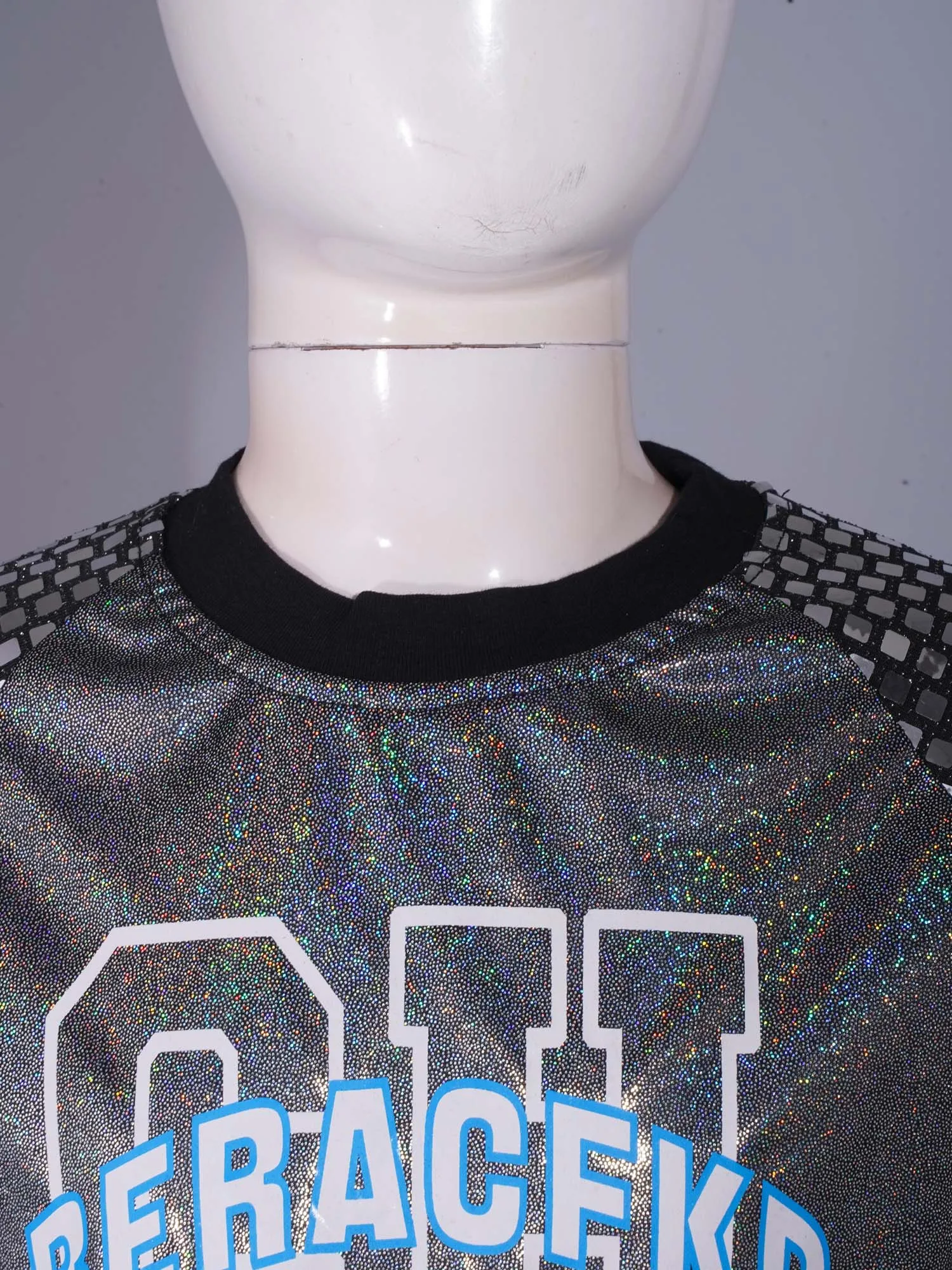 Costumes de danse Jazz Hip Hop unisexes pour enfants, vêtements de danse de spectacle pour filles et garçons, paillettes à carreaux brillants, manches courtes, haut métallique