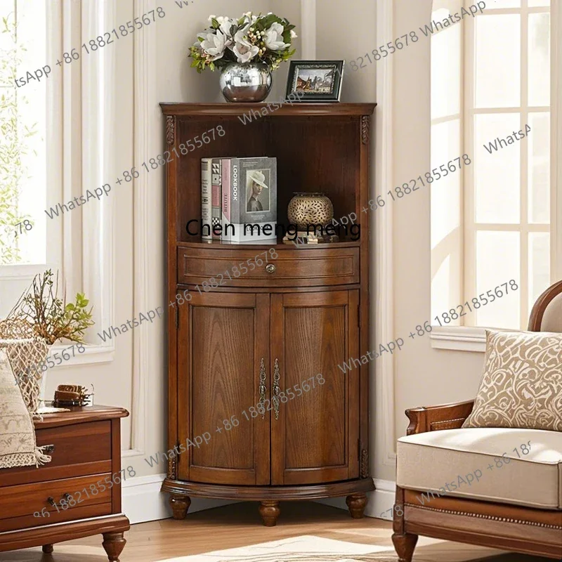American solid wood corner cabinet, simple European living room  corner restaurant triangle corner R