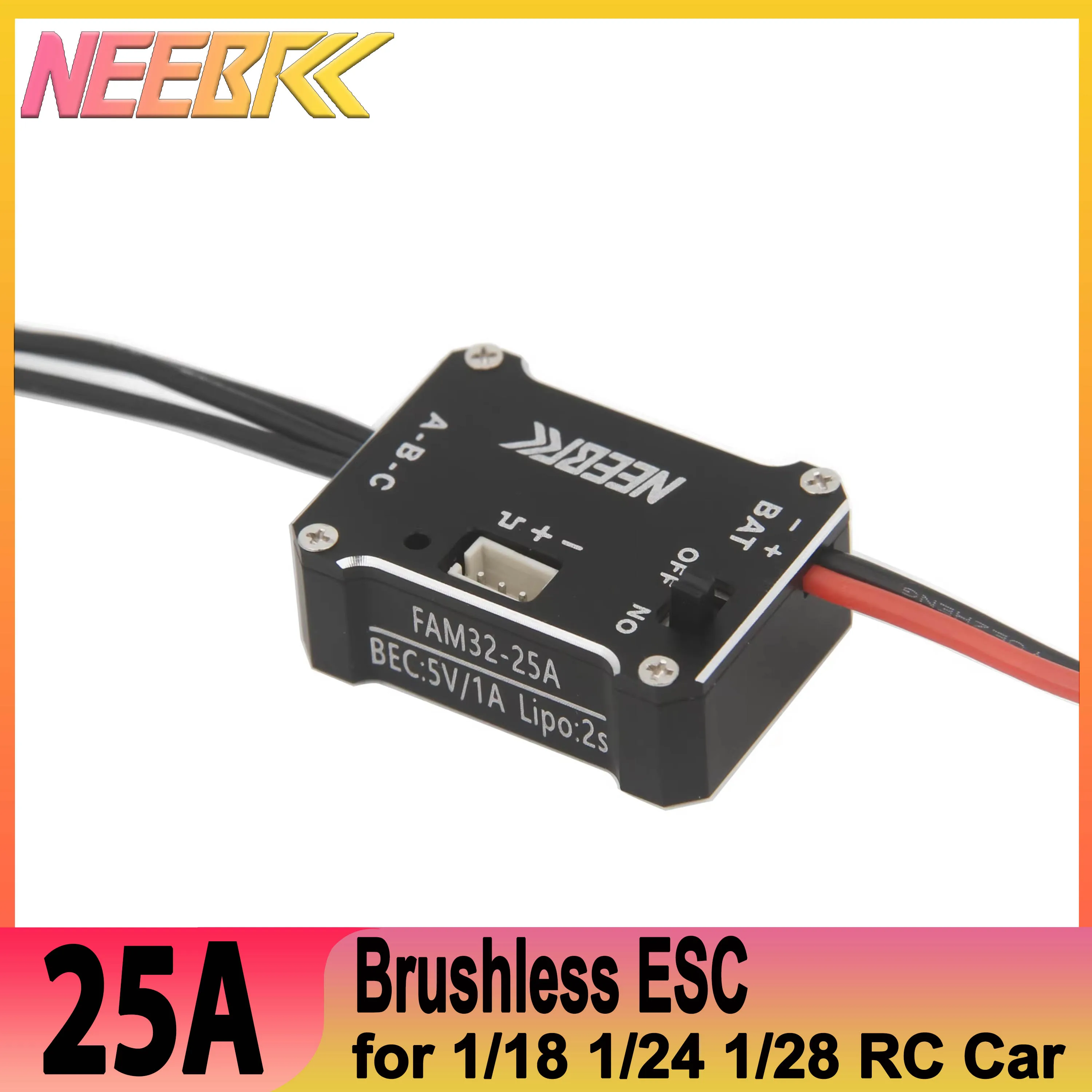 

25A Brushless ESC BEC 5V/1A CNC Metal Case for 1/18/ 1/24 1/28 RC Climbing Drift Car Axial SCX24 Trx4m FMS 1212 1224 1621 Motor