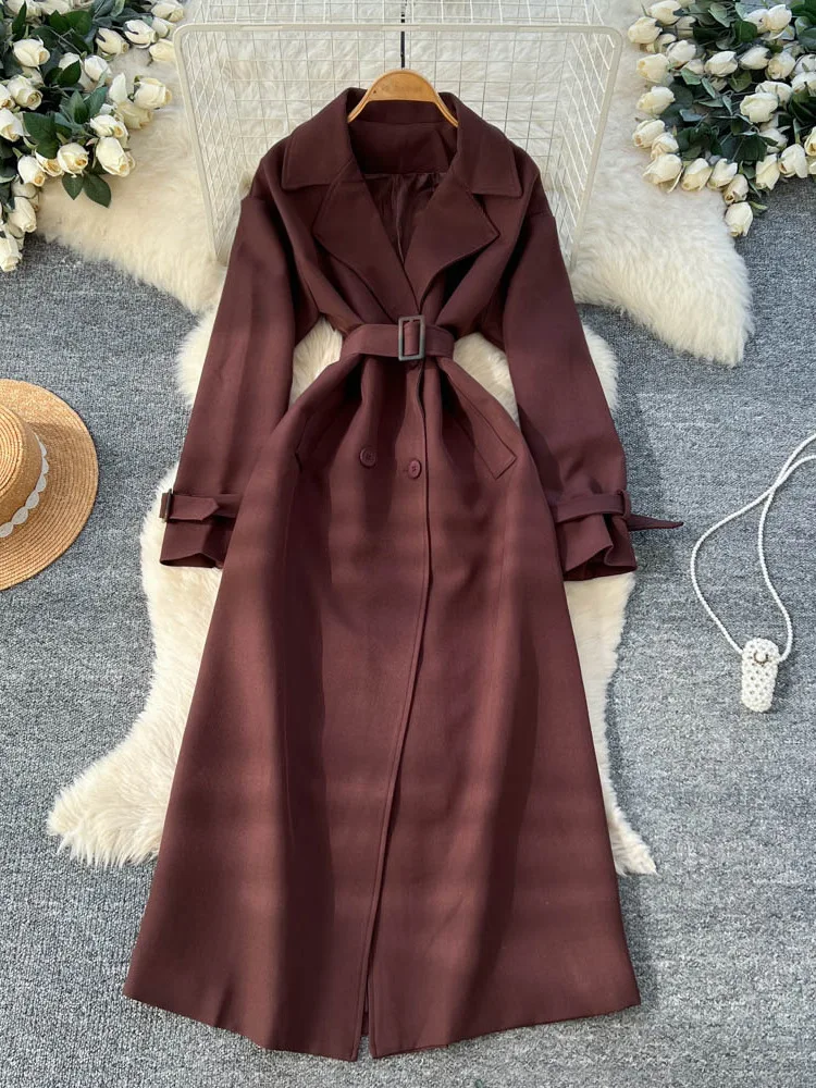

SuperAen Single Breasted Long Coats 2025 New Korean-style Solid Loose Waist Fashion and Casual Blazer
