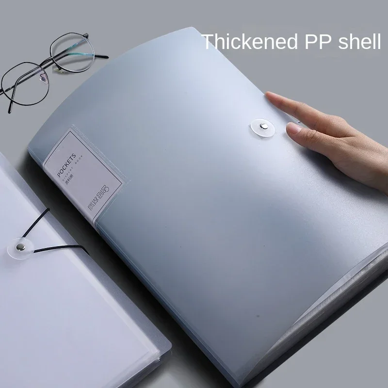 

A4 Transparent File Folder 40 Pages File Bag Large Capacity Dustproof Waterproof File Organizer Student Score Test Paper Holder