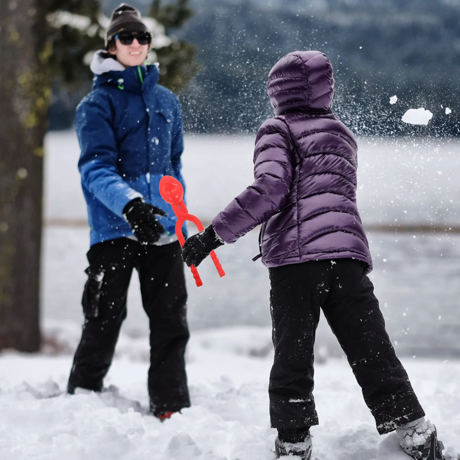 2 pçs clipes forma de coração ao ar livre inverno luta brinquedo plástico fazendo ferramenta para crianças clipes de jogo de campo de neve