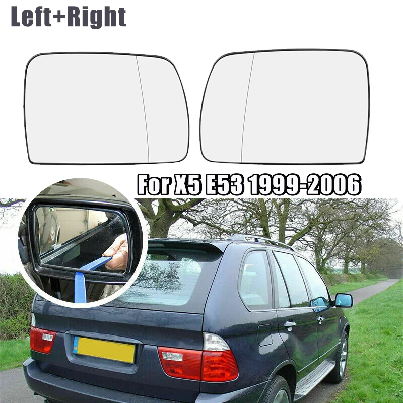 Wing Mirror Rearview Mirror Glass Heated For-BMW X5 E53 1999-2006