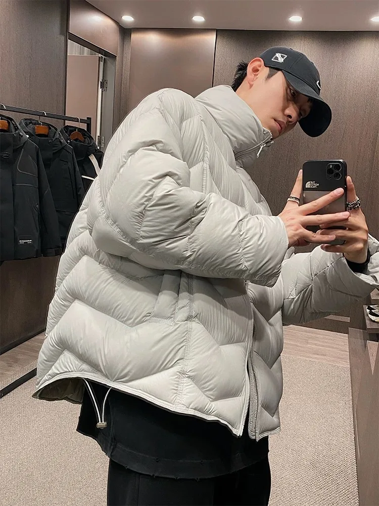 

Ultra-Light Thiened White Du down Jaet Men's Winter Anti-Cold Stand Collar Padded Coat Warmth Outerwear Polyester Fiber