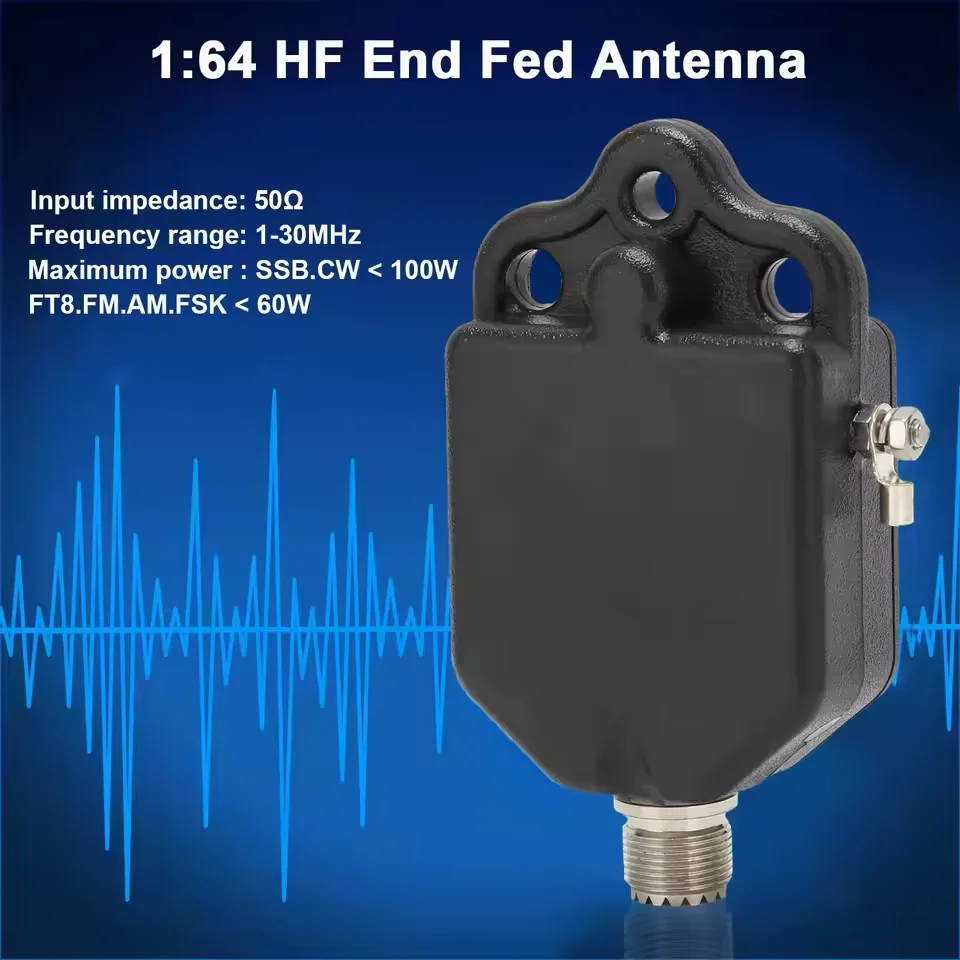 1:64 Balun End Fed Antenna 4-Band 8-Band End Feed Antenna 1 To 30MHz 100W Power Portable HF Half-Wave Radio Antenna for Outdoor