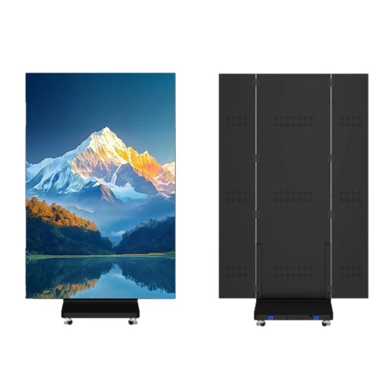 

LED three-fold advertising machine Portable mobile poster screen Indoor commercial exhibition promotion Intelligent display