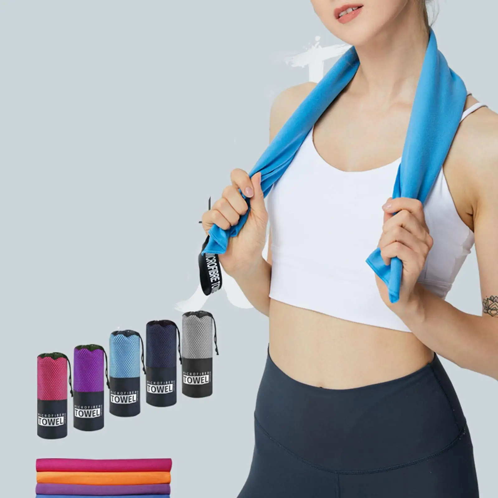 Quick Dry Towel for Gym Travel Camping Lightweight Sweat Absorbent Polyester Sports Workout Swimming Hiking Portable Soft