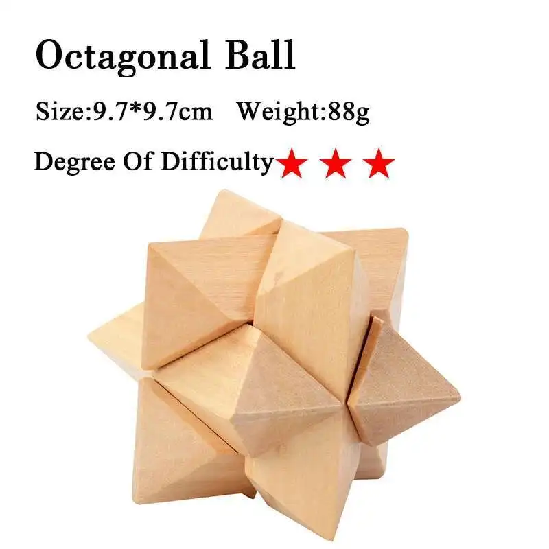 

Kong Ming Lock IQ Brain Teaser Luban Lock 3D Wooden Interlock Burr Puzzle Adult Kids Play Toy Casual Puzzle