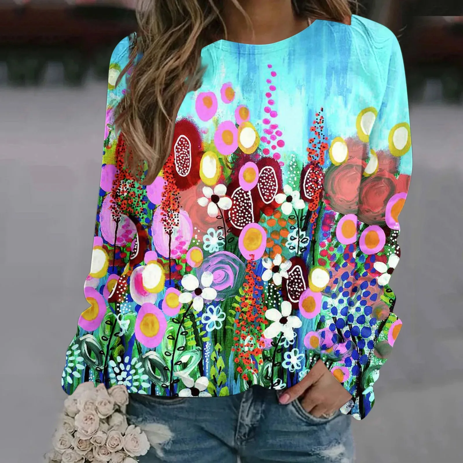 

Mixed Pattern 3d Digital Printed Sweatshirt 2024 New Autumn Niche Design With Round Neck And Shoulder SleevesWA2