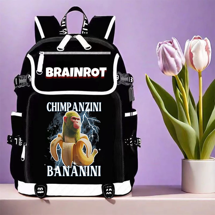 

Italian Brainrot Backpack Large Capacity Durable Student Backpack Cartoon Pattern Outdoor Backpack Children's Birthday Gift