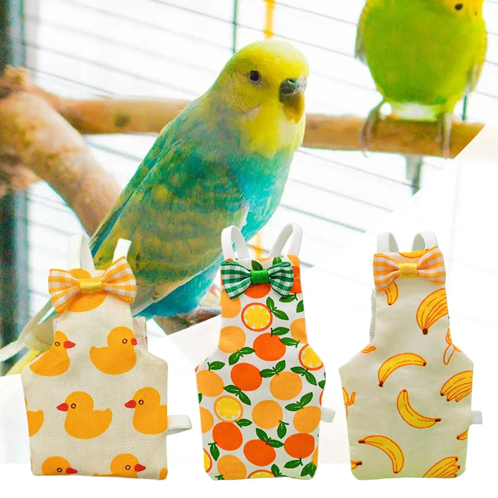 3 قطعة حفاضات الببغاء لطيف الفاكهة الأزهار كوكاتيل الحمام S M L الحيوانات الأليفة الطيور بدلة الطيران الملابس قابل للغسل الحيوانات الملابس هالوين