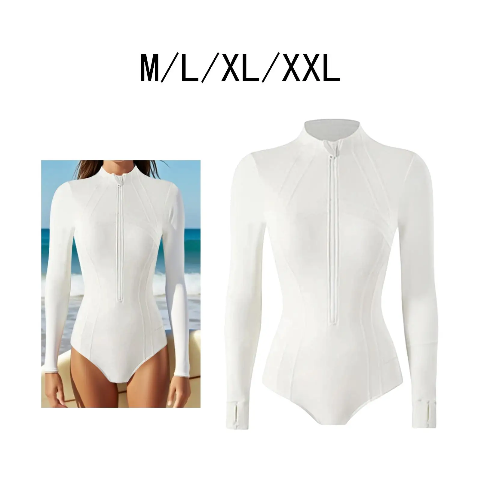 بدلة ركوب الأمواج المحمولة بسحاب أمامي للنساء بأكمام طويلة ملابس سباحة للغطس والغوص والسفر واليوجا والزلج على الماء