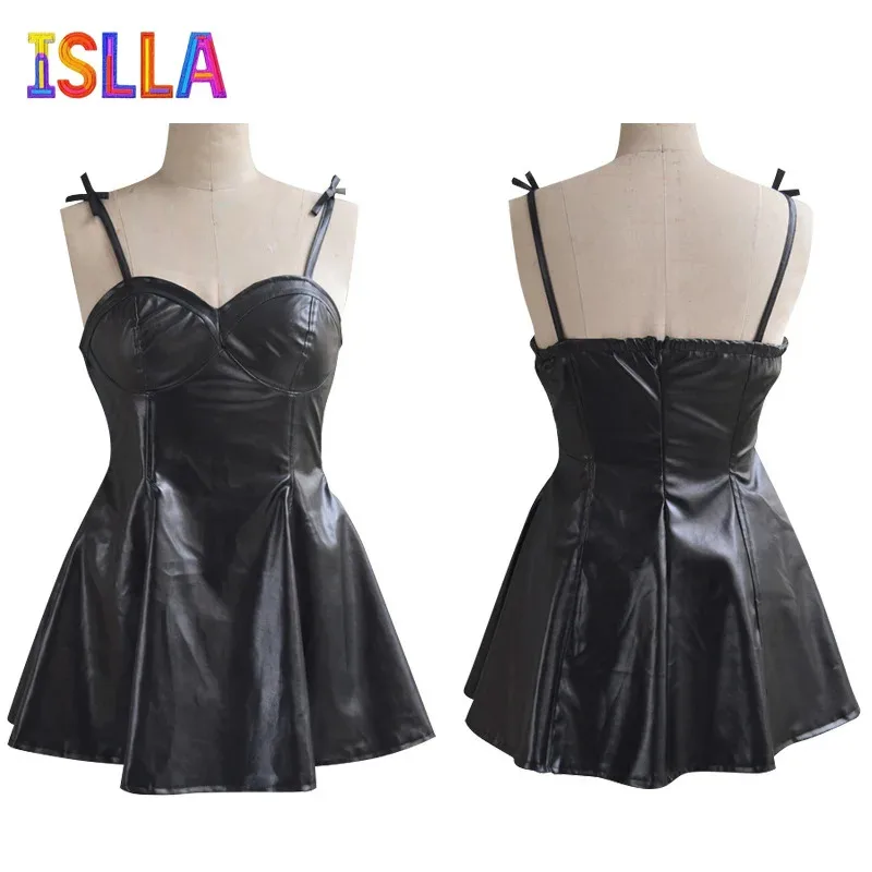 Costume de Cosplay Gasai Yuno, jupe en cuir noir, perruque de cheveux longs et roses, jeu de rôle, Anime The Future Diary