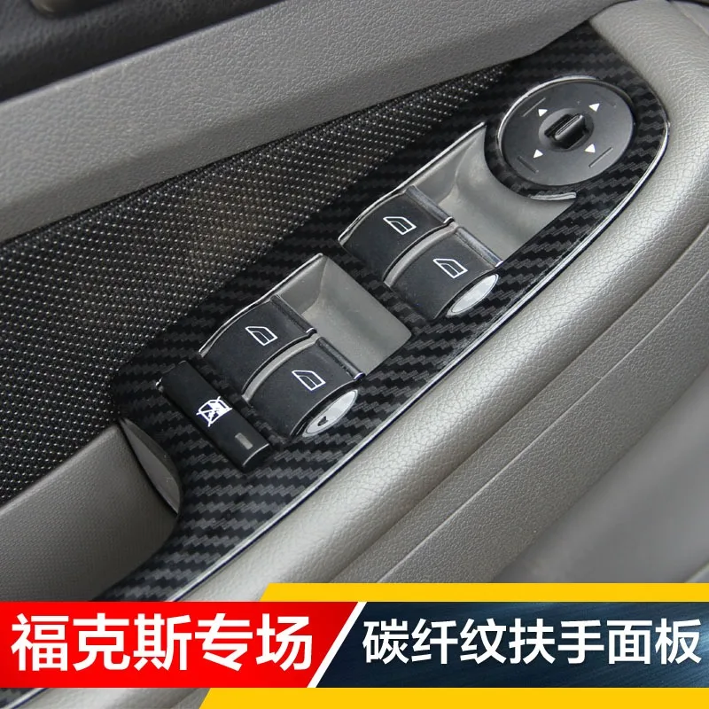 

High quality imitation carbon fiber color car interior armrest glass lifting panel decorative sticker For Ford Focus 2005-2014