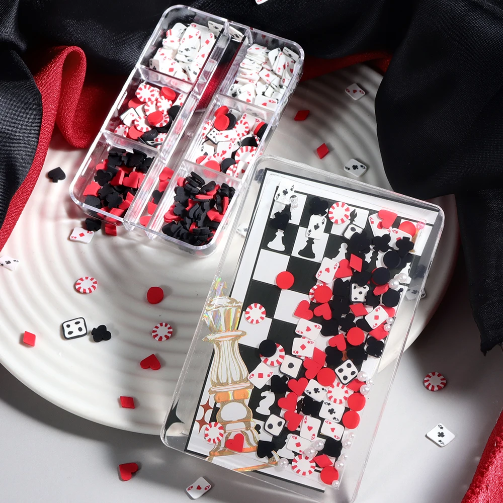 Cool Poker Soft Clay Slices Resin Filling Playing Cards Black Red Love Heart Spade Flake Epoxy Resin Mold Filler DIY Accessories