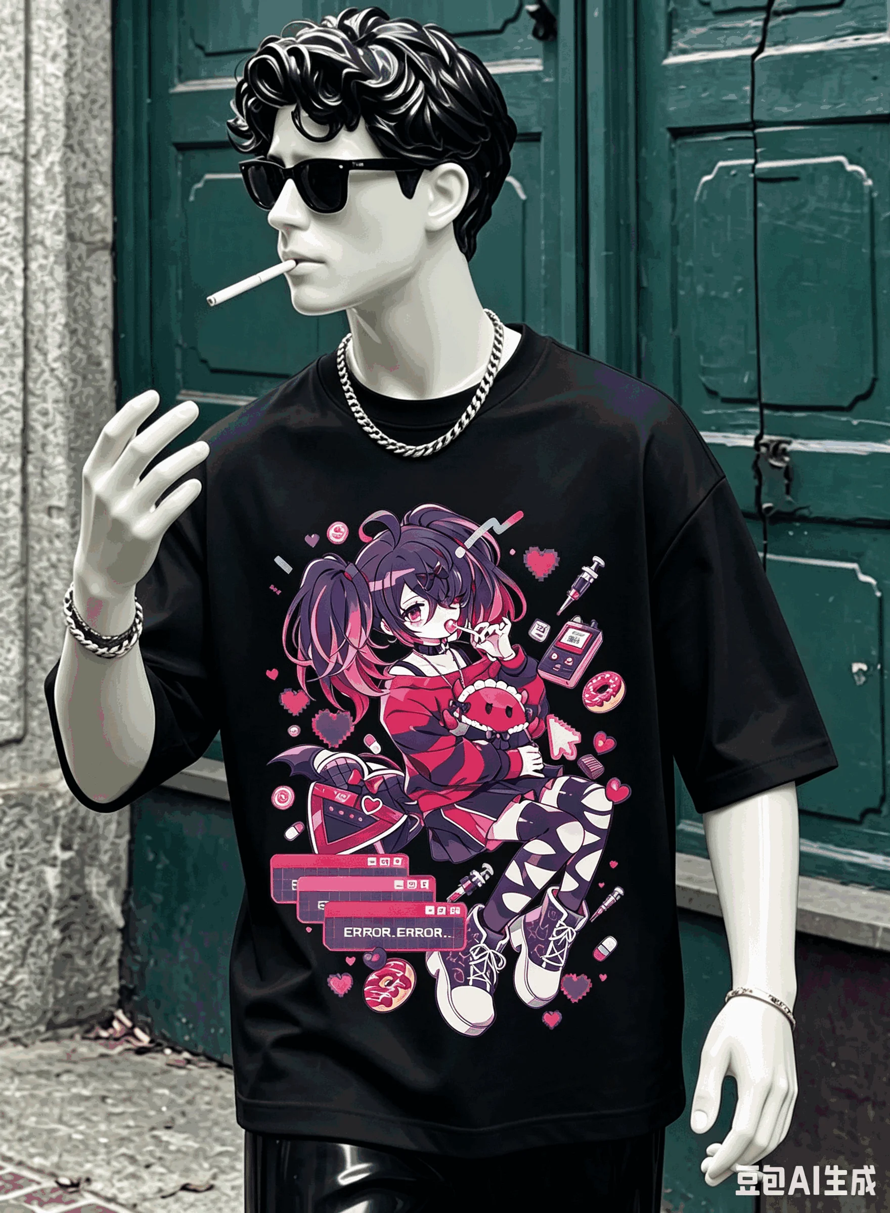 Needy Streamer Overload Übergroßes Unisex-T-Shirt mit Grafikdruck und Rundhalsausschnitt für Männer und Frauen, hochwertig, Y2k, kurze Ärmel, atmungsaktiv – Detail 11