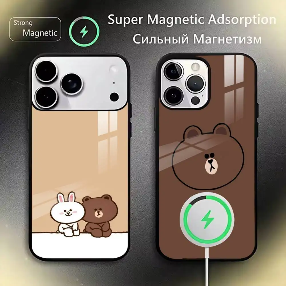 

Cute little bear Phone Case For iPhone17,16,15,14,13,12,11 Plus,Pro Magnetic For Magsafe Wireless Charging