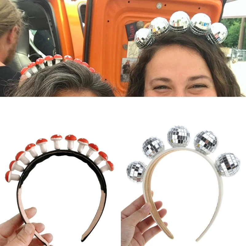 

Funny Disco-Ball Headband Adult Kids Carnival Party Cosplay Hair Hoop Women Girls Music Festival Club Decorative Headdress
