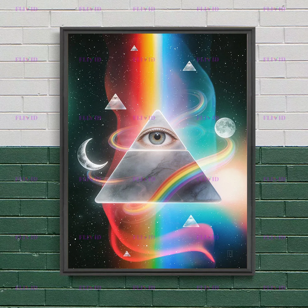 Cosmic All‑Seeing Eye Canvas Wall Art Rainbow Galaxy Triangle Poster Psychedelic Occult Mystical Print Painting For Room Decor