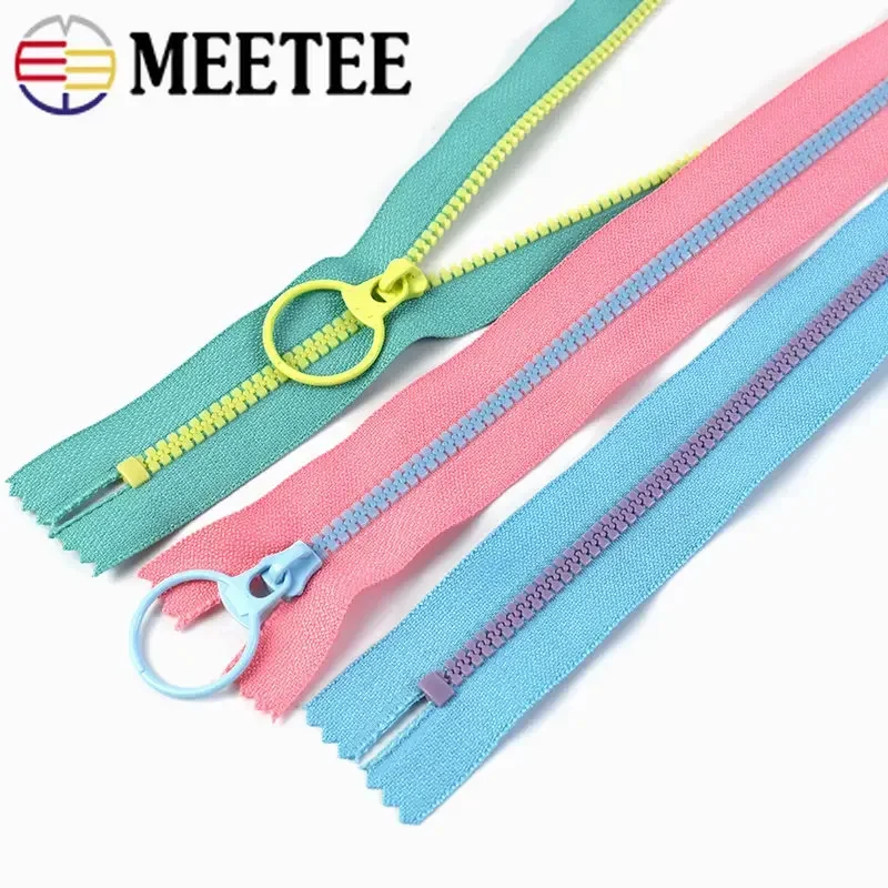 3/5Pcs 3# 15-40cm Close-end Resin Zippers O Ring Zipper Sliders Bag Pocket Decor Zips Repair Kit DIY Garment Sewing Accessories