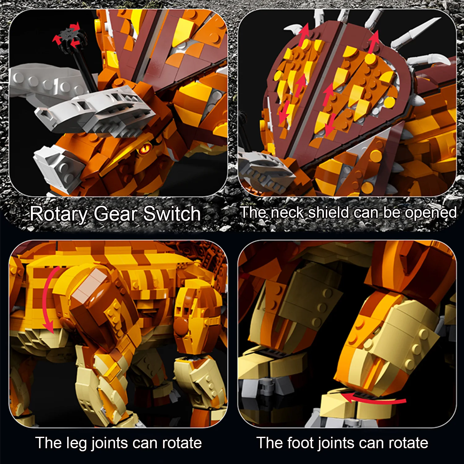 2116PCS ไดโนเสาร์อาคารบล็อกของเล่นขนาดใหญ่ Triceratops ประกอบปริศนาอิฐชุดของเล่นสําหรับเด็กเครื่องประดับของขวัญ