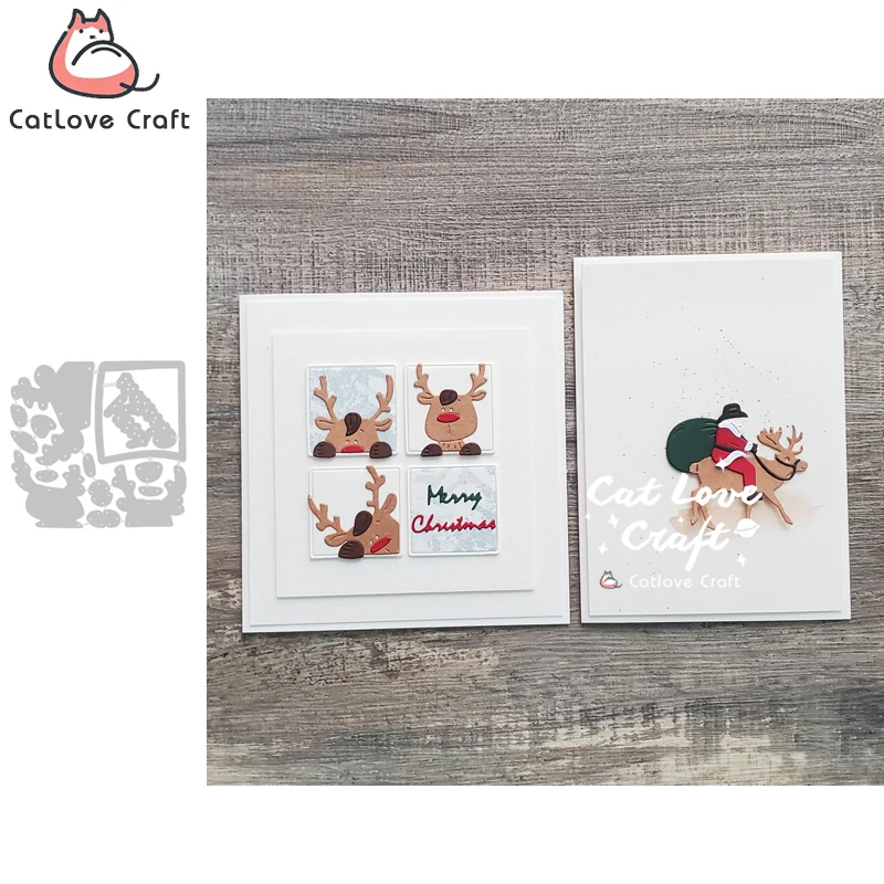 Catlove Weihnachts-Hirsch Weihnachtsmann Metall-Stanzformen Scrapbooking-Schablone Stanzformen Kartenherstellung DIY Handwerk Prägung Neue Stanzformen