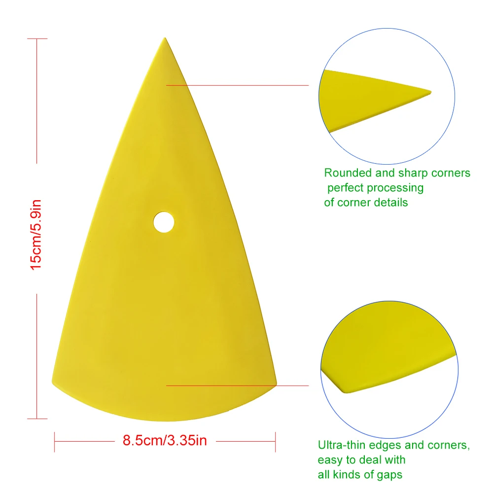 3PCS Sharp Triangle Squeegee Vinyl Film Wrapping Applicator Car Sticker Window Tint Install Tool Contour Corner Scraper A13