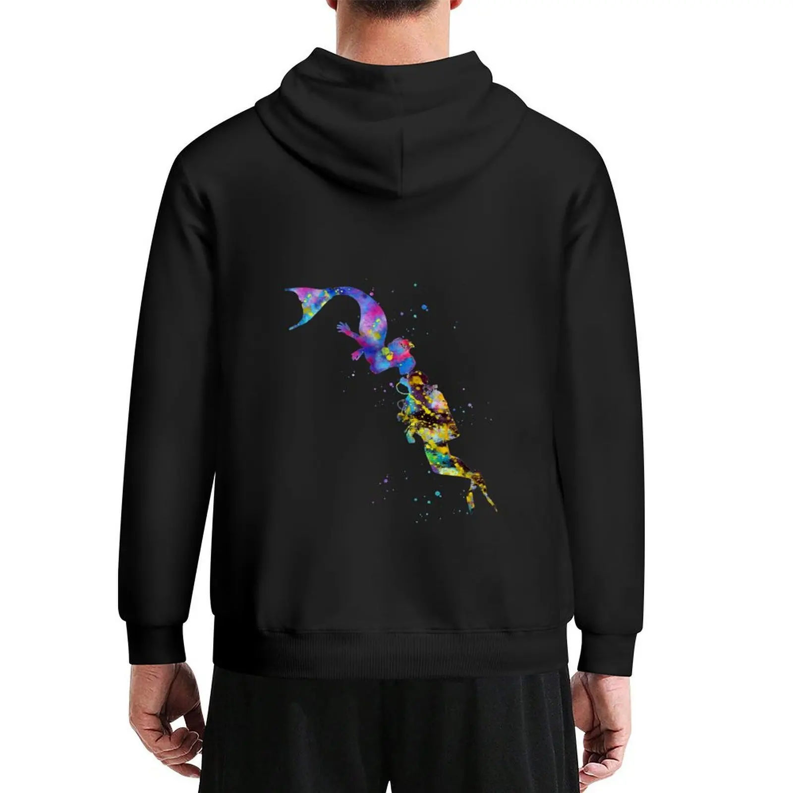 

Mermaid kissing a sea diver Hoodie winter clothes autumn jacket men korean style clothes men wear anime hoodie
