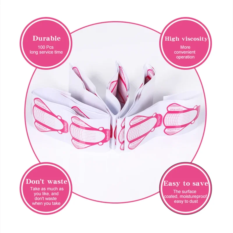 Punte per unghie francesi Estensione gel UV acrilico Forma arricciata Adesivo gel per unghie Guida artistica Stampo Stencil per manicure Strumenti acrilici