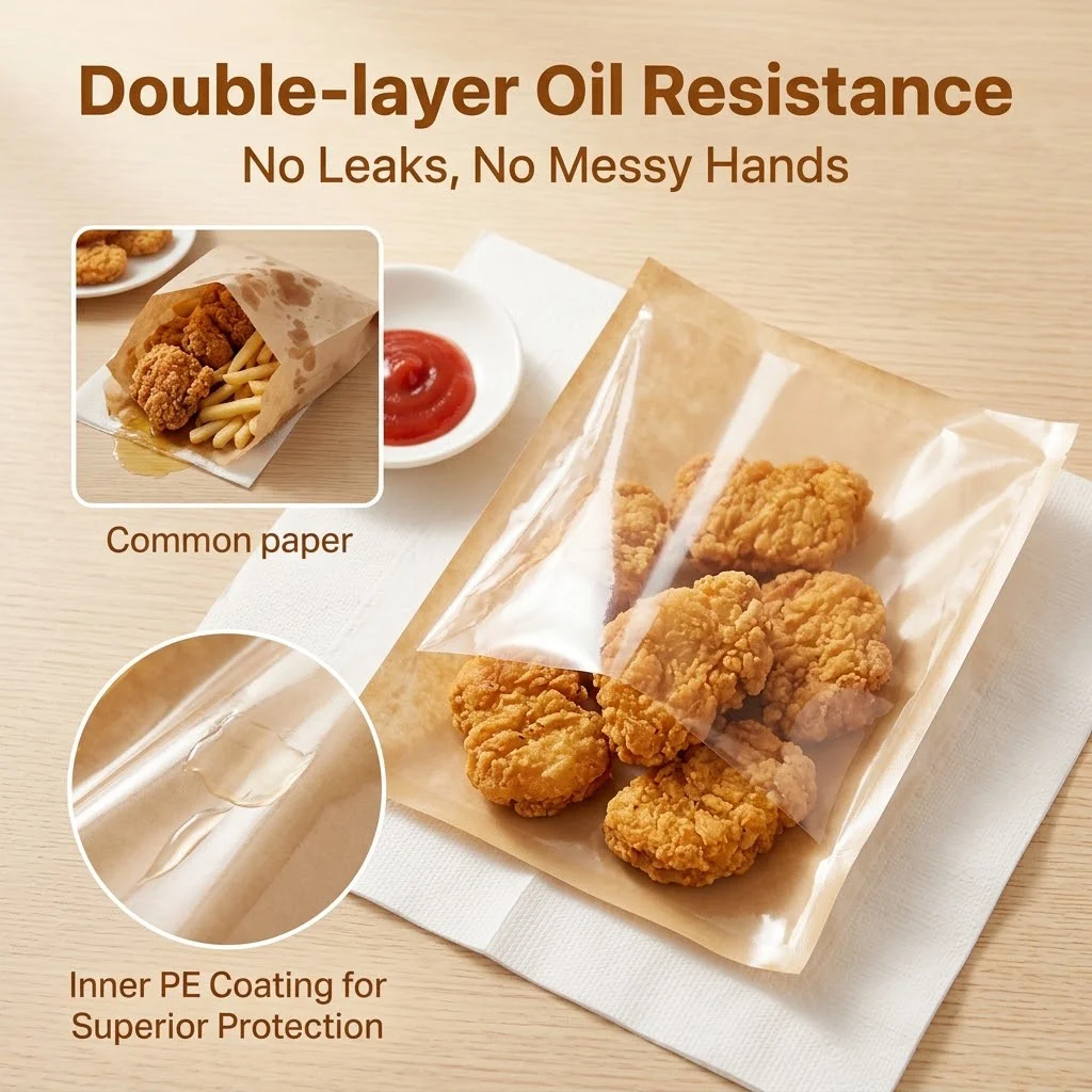 30/80Pcs Oilproof Kraft Paper Sandwich Wrappers Greaseproof Paper Bags Disposable Takeout Barbecue Pancakes Hamburger Pouch