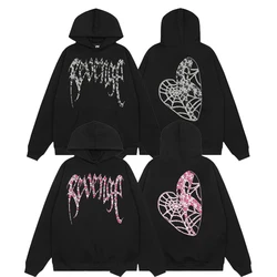 Autumn Winter New REVENGE Hoody Pink Love Spider Pattern Fleece Warmth Comfortable Age Reduction  Revenge Sweatshirts Pullovers