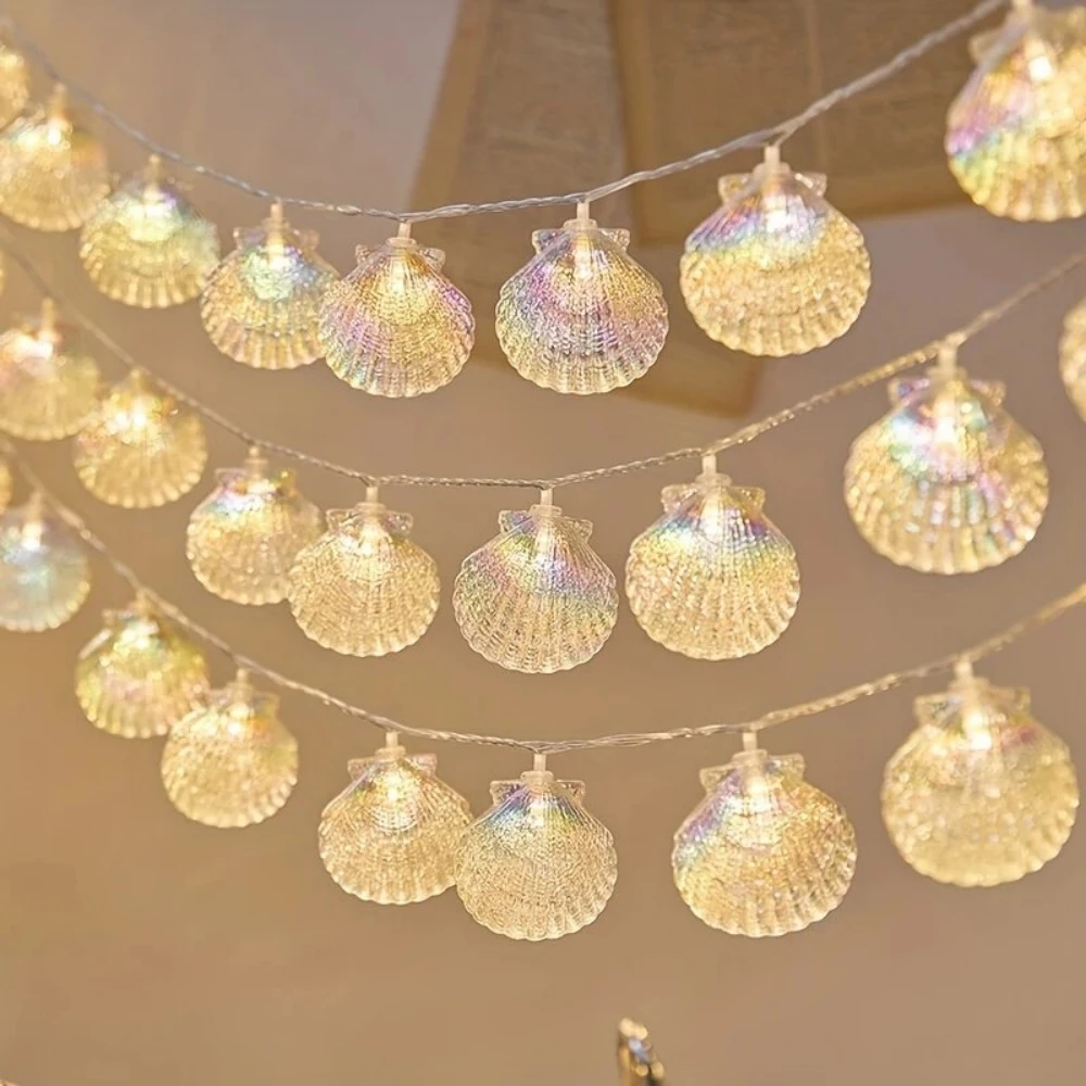 1PC 20LEDs Atmosphere Shell String Lights Battery Powered Fairy Lights Romantic Decorative Lamps For Room Wedding Party Camping