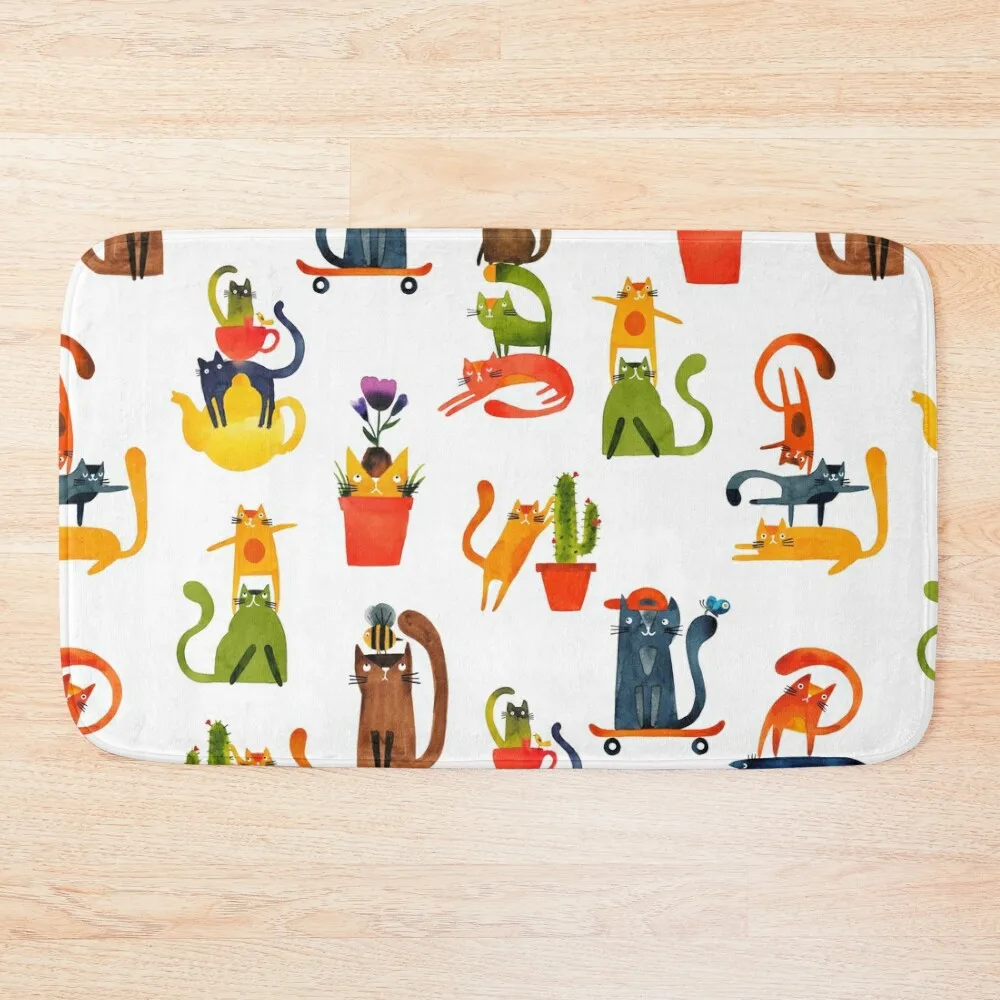 

Scattered Cats watercolour cat painting pattern Bath Mat Toilet Accessories Bathroom Home Entrances Mat