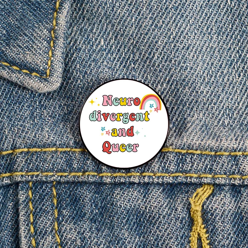 Neurodivergent Autism Rainbow Pin Custom Brooches Shirt Lapel teacher tote Bag backpacks Badge Cartoon gift pins for women