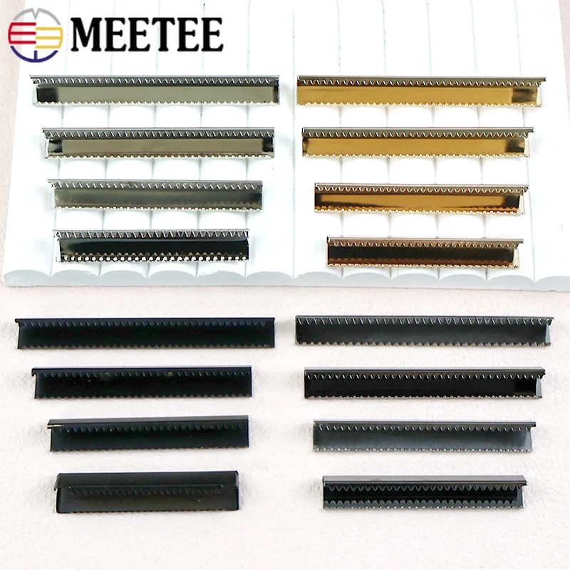 

10Pcs Meetee 10-60mm Metal Tail Clips for Belt Webbing Strap End Stopper Buckles Suspender Band Snap Hook DIY Sewing Hardware