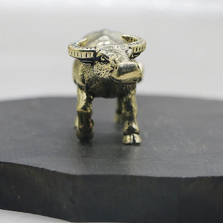 1 piece solid brass buffalo ornaments vintage zodiac cow tea pet animal home living room office desk decoration