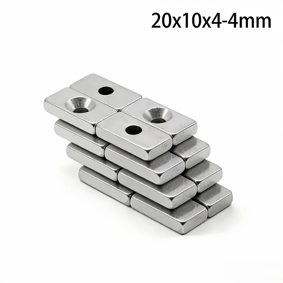 20x10x4-4mm Strong Quadrate Magnet Hole 4mm 20*10*4-4 Strong Block Magnets For Fridge DIY Building Scientific Craft 20x10x4-4