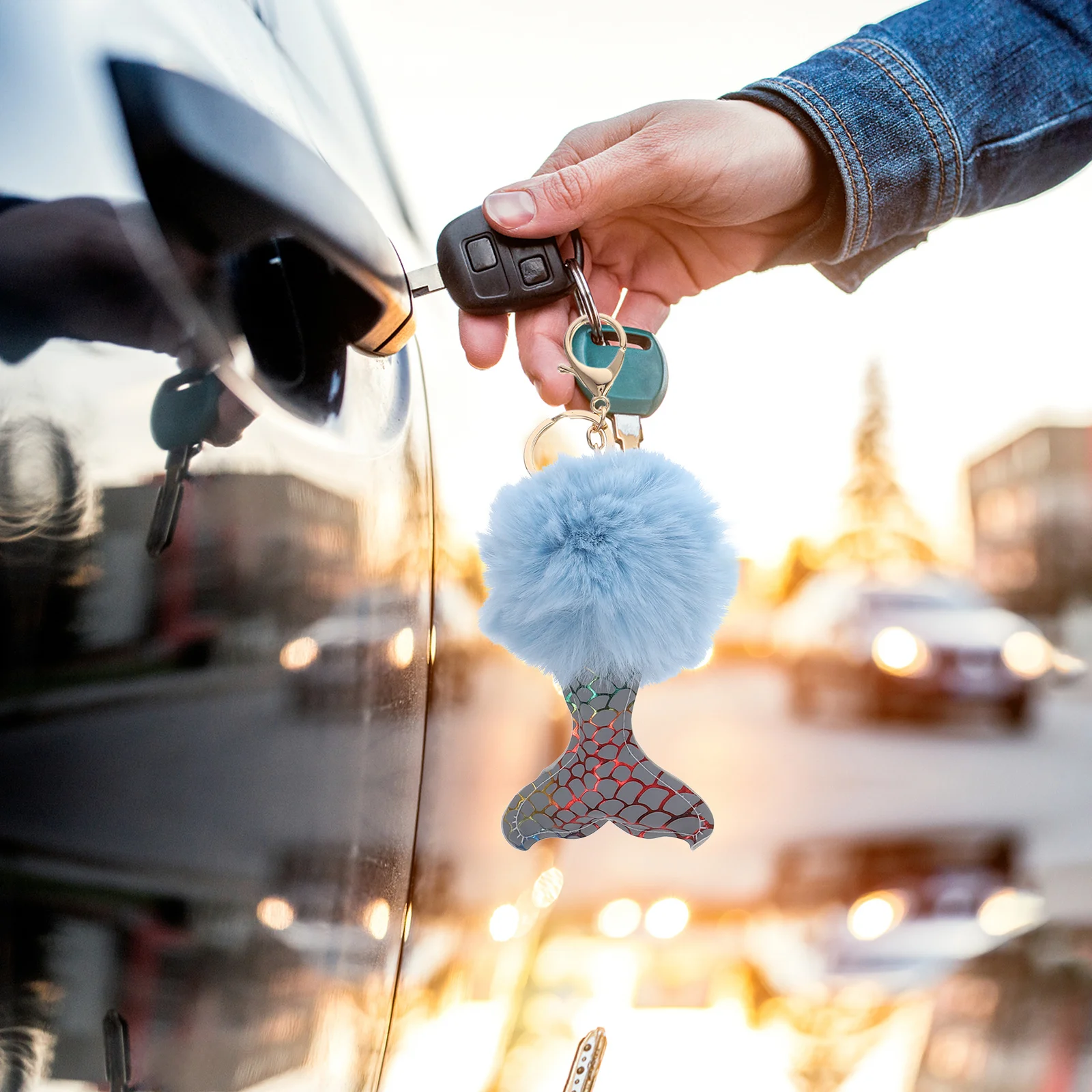 

1Set Fishtail Key Chains Bag Decor Soft Comfortable Metal Buckle Design Elegant Detailed Accessories Multiple Uses Assorted