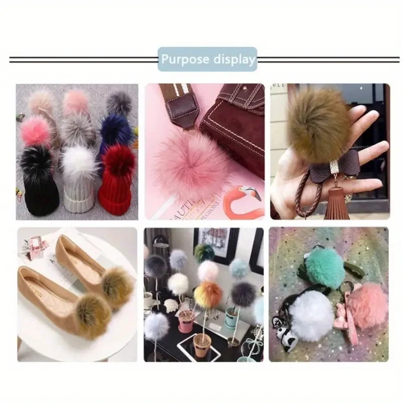12 pcs 3.14 inches fluffy pom poms with elastic loops for hats faux fur pom poms DIY crafts, detachable knitting accessories for