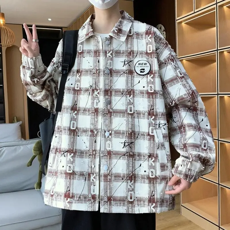 

Loose Long Sve Men's irt Trendy Spring Autumn New Sle Casual Outerwear Korean Version Faionable Top for Travel