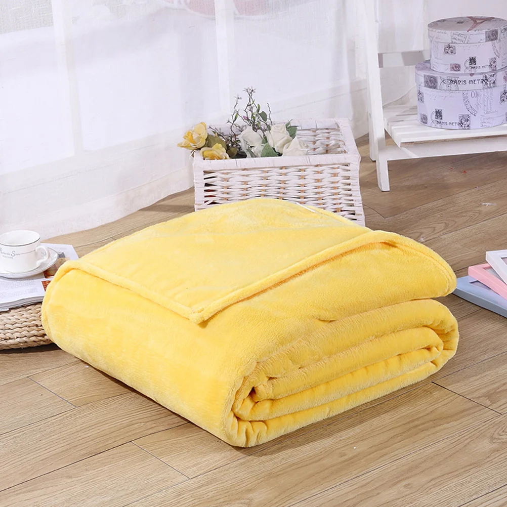 

Thick Blankets 70X100Cm Light Yellow Flannel Fleece Warm Winter Camping Travel Home Use Bed Blanket Soft