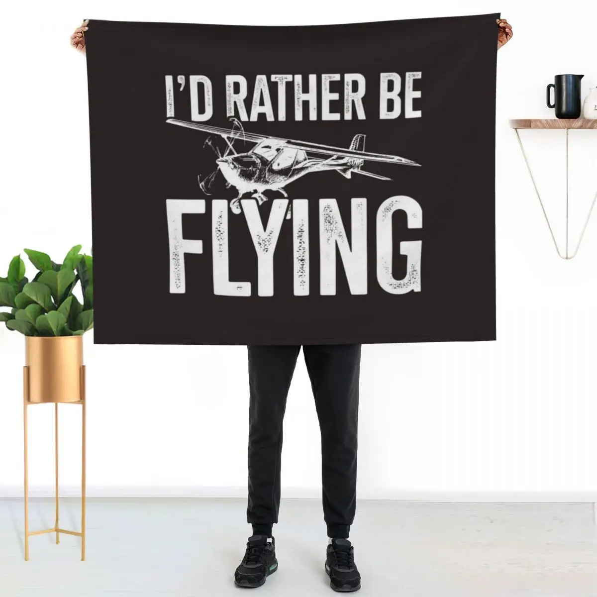 I'd Rather Be Flying Flying Themed Gift Pilots In Training Throw Blanket Hair for winter Nap anime Blankets