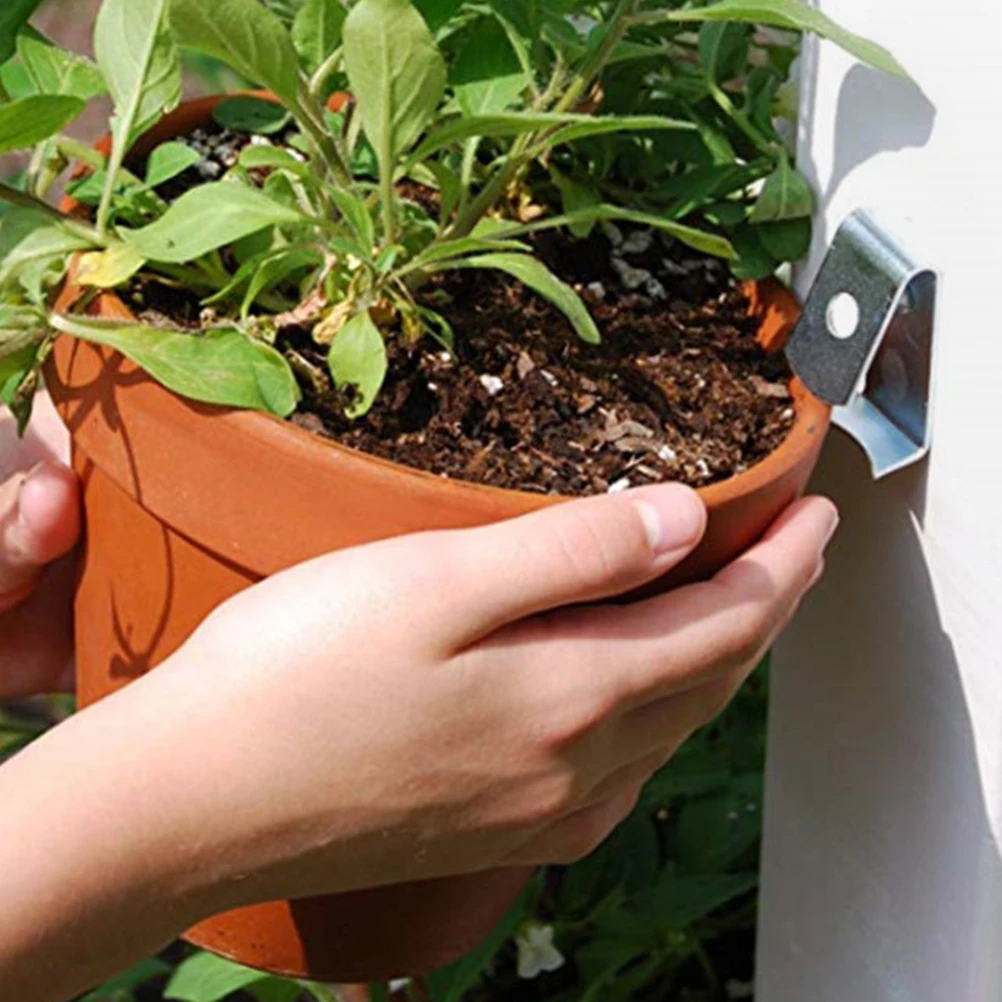 

5pcs Flower Pot Hooks Heavy Duty Planter Hangers Clay Wall Hooks Iron Plant Metal Garden Balcony SpaceSaving