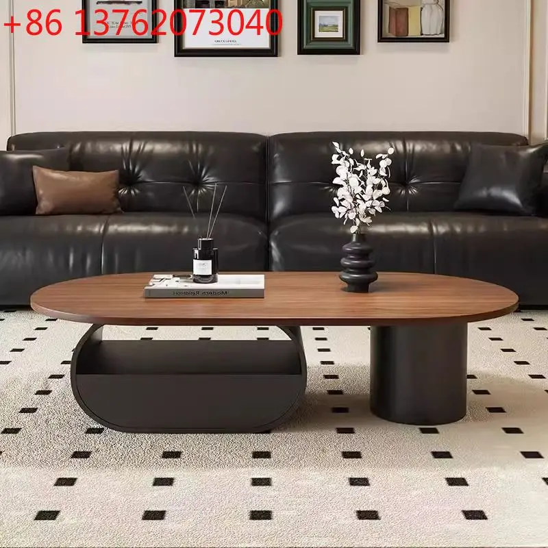 โต๊ะกาแฟไม้วอลนัทสไตล์ยุคกลาง สำหรับห้องนั่งเล่น บ้านหรูหราเบาๆ ระดับไฮเอนด์ เหมาะสำหรับอพาร์ทเมนต์ขนาดเล็ก โต๊ะน้ำชา