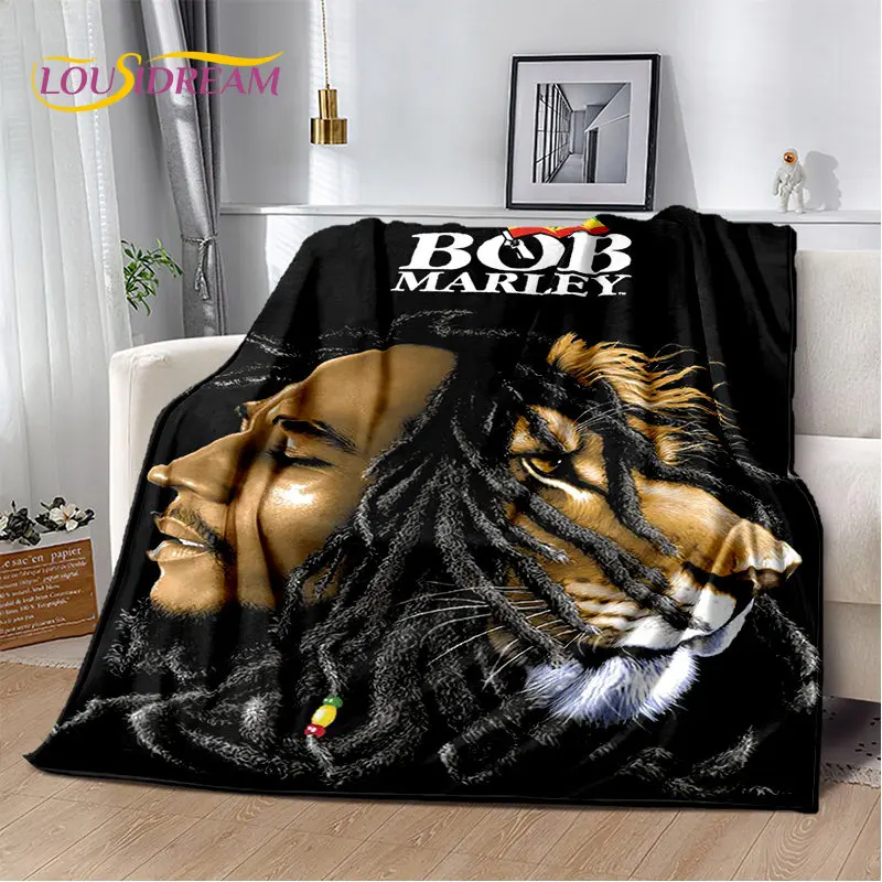 Bob Marley 레게 음악 Jamaican 메이플 리프 플러시 담요, 플란넬 담요, 거실 침실 침대 소파 피크닉을 위한 담요