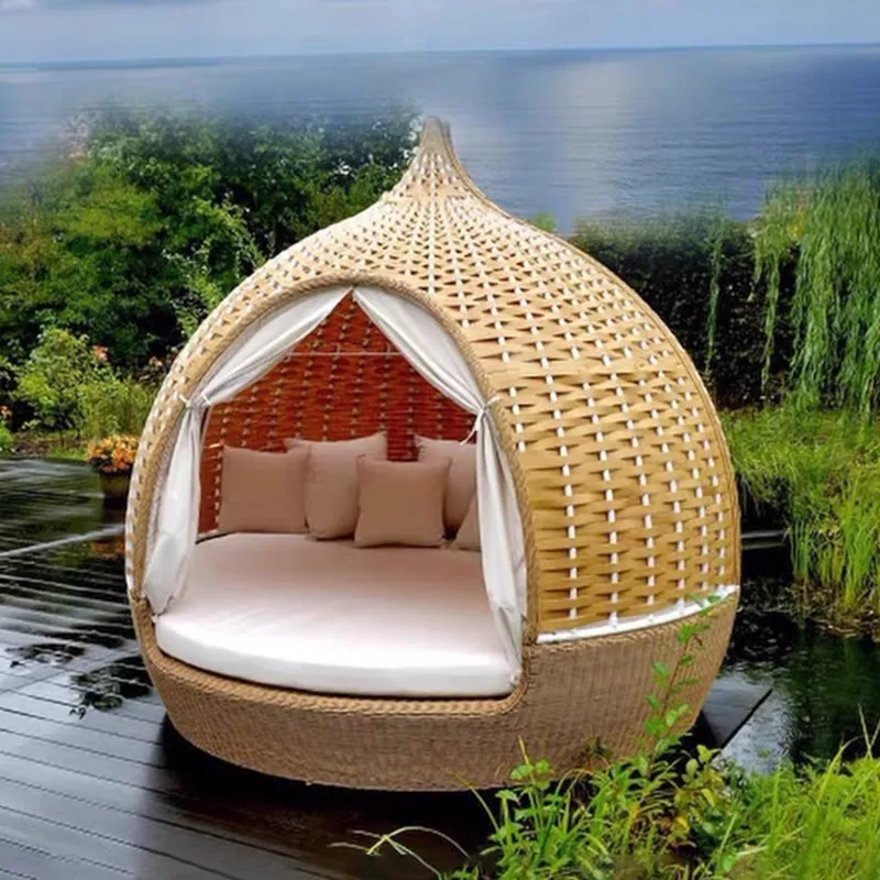 

Bird's Nest Outdoor Bed Round Double Bed Waterproof and Sunscreen Large Bird Cage Resort Pool