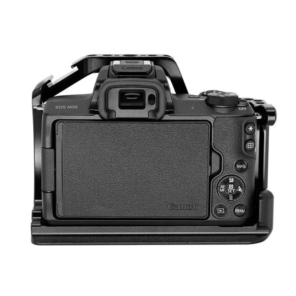 Camera Cage Aluminum Alloy Video Cage for Canon M5 M50 M50II Mirrorless Camera with Cold Shoe Mount 1/4in & 3/8in Screw Holes
